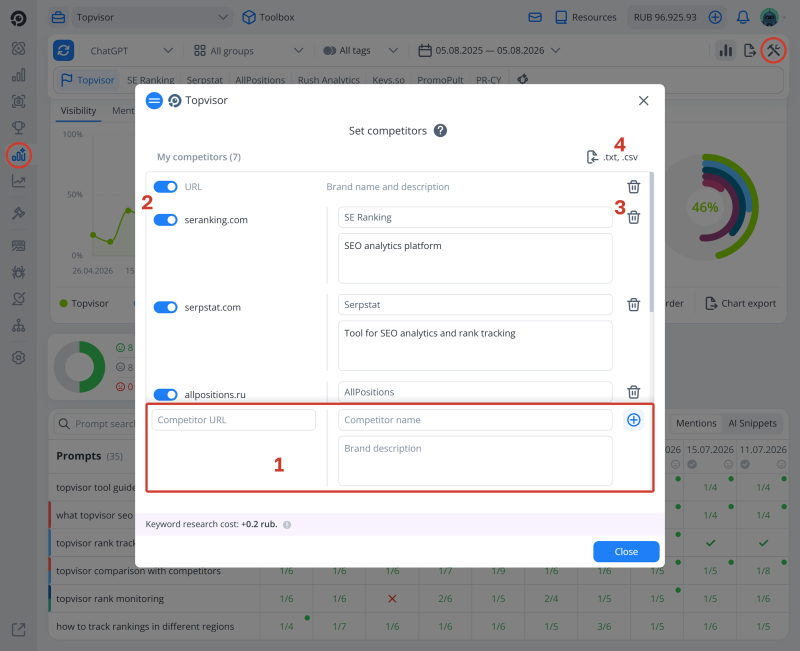 AI Tracker: How to add AI competitors