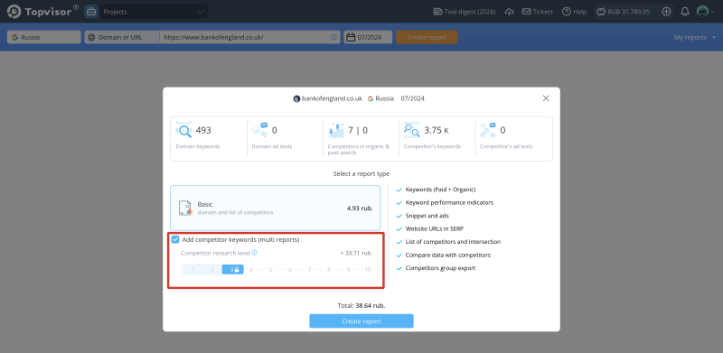 Competitor report: How to generate a competitor report When purchasing a report